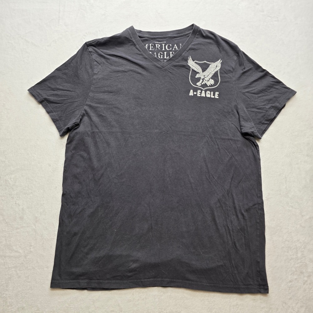 American Eagle V-Neck T Shirt Streetwear Graphic Gray XXL Men's